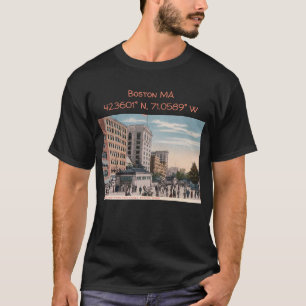 Boston MA-Kartenkoordinaten im Vintage-Stil T-Shirt