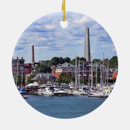 Boston MA - Marina mit Bunker Hill Monument Keramik Ornament (Hinten)