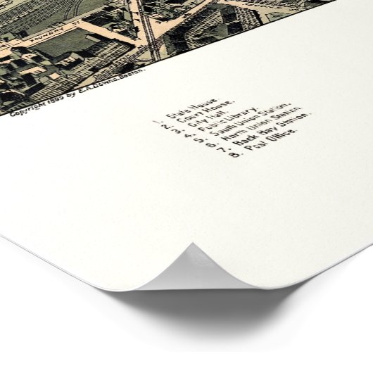 Boston, MA Panoramic Karte - 1899 Poster (Ecke)