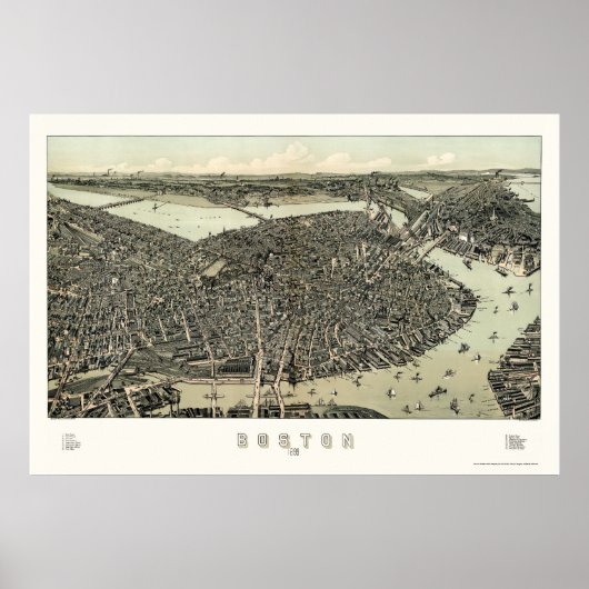 Boston, MA Panoramic Karte - 1899 Poster (Vorne)