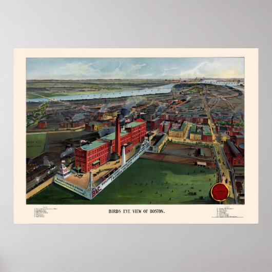 Boston, MA Panoramic Karte - 1902 Poster (Vorne)