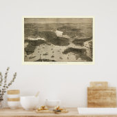 Boston, MA Panoramic Map - 1870s Poster (Küche)