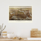 Boston, MA Panoramic Map - 1873 Poster (Küche)