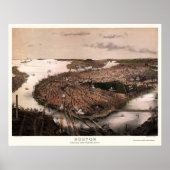 Boston, MA Panoramic Map - 1877 Poster (Vorne)