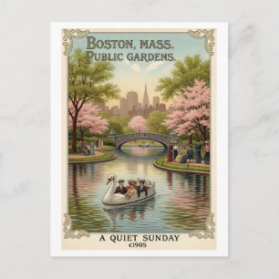 Boston, MA Public Garden Retro-Postkarte – Farbige Postkarte