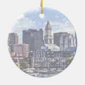 Boston MA - Skyline mit Custom House Tower Keramik Ornament (Hinten)