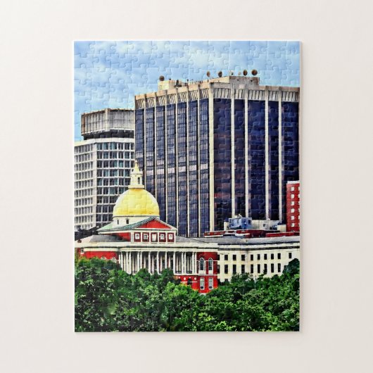 Boston MA - Skyline mit Massachusetts Staat House Puzzle (Vertikal)