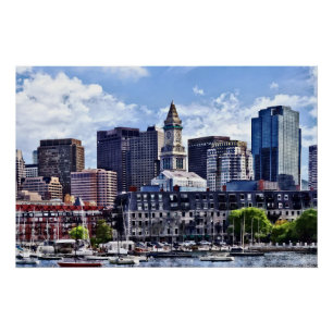 Boston MA - Skyline mit Zollamt-Turm Poster