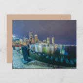 Boston ma skyline nachts postkarte (Vorne/Hinten)
