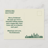 Boston, MA Skyline Weihnachtsfeiertag Postkarte (Rückseite)