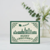 Boston, MA Skyline Weihnachtsfeiertag Postkarte (Stehend Vorderseite)