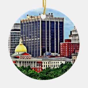 Boston MA - Skyline with Massachusetts State House Keramik Ornament