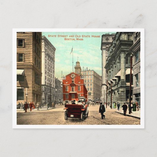 Boston MA Staat Street Vintag 1910er Postkarte (Vorderseite)