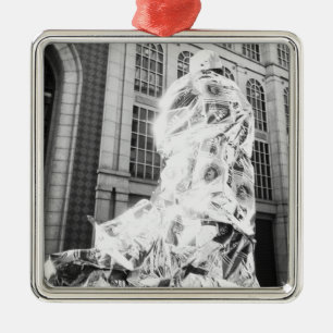 Boston, MA USA, Runner in Foil Boston Marathon Silbernes Ornament