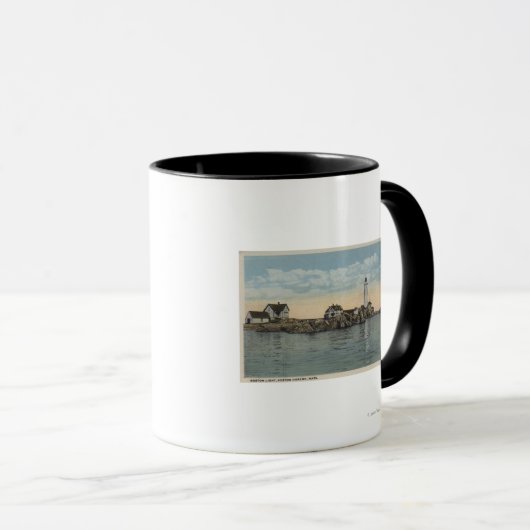 Boston, MABoston Lighthouse im Boston Harbour Tasse (VorderseiteRechts)