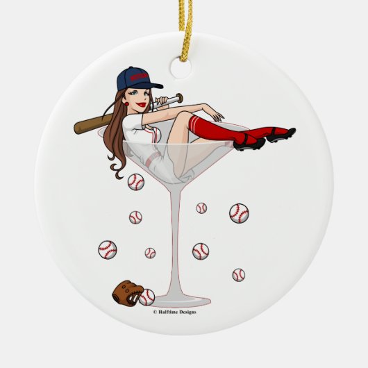 Boston-Mädchen-Martini-Weihnachtsverzierung Keramik Ornament (Vorne)