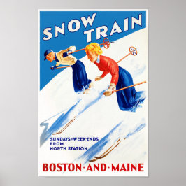 Boston Maine Vintage Travel Poster