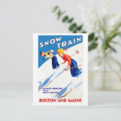Boston Maine Vintage Travel Poster Postkarte (Stehend Vorderseite)