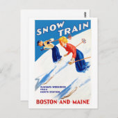 Boston Maine Vintage Travel Poster Postkarte (Vorne/Hinten)