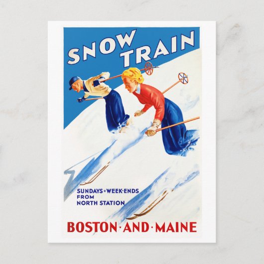 Boston Maine Vintage Travel Poster Postkarte (Vorderseite)