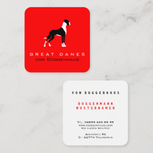Boston Mantle Deutsche Dogge auf rot Quadratische Visitenkarte