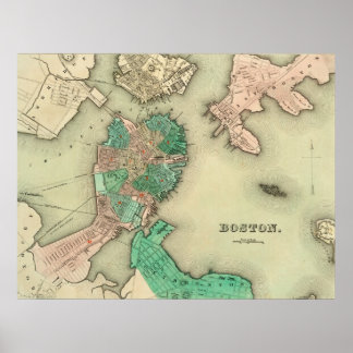 Boston Map - 1838 Poster