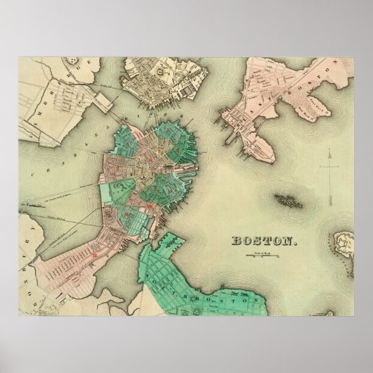 Boston Map - 1838 Poster (Vorne)