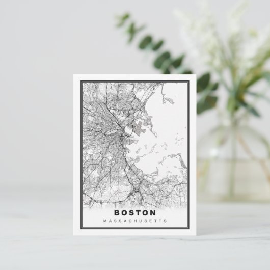 Boston Map Feiertagspostkarte (Stehend Vorderseite)