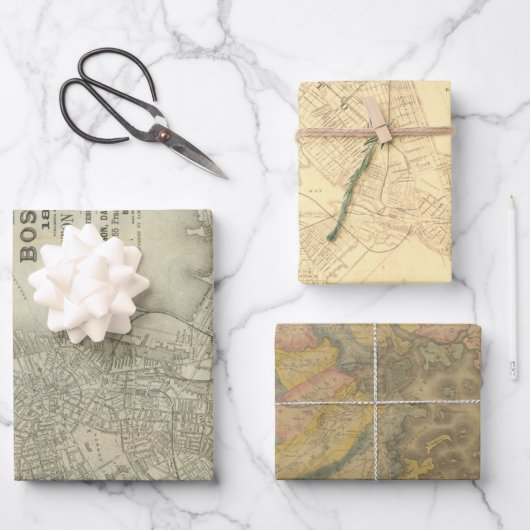 Boston Maps Geschenkwrap Geschenkpapier Set (Vorderseite)