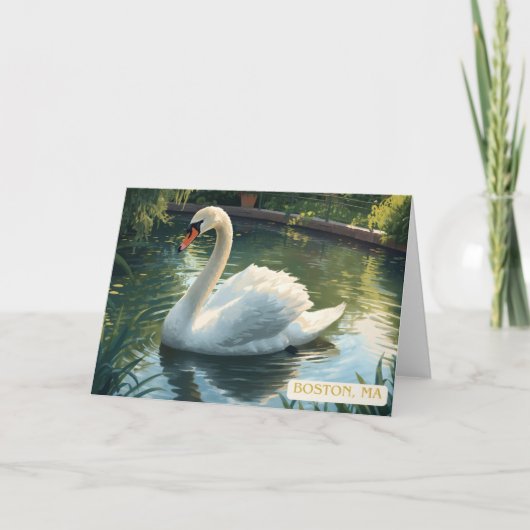 Boston, Mass. Public Garden Swan Greeting Card Karte (Vorderseite)