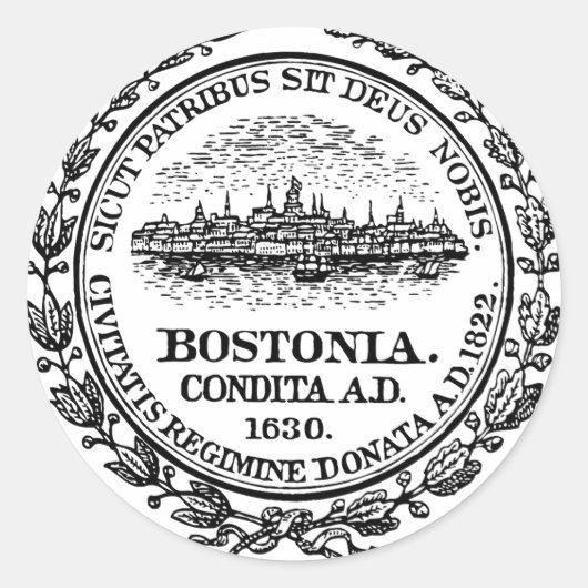 Boston Massachetts City Siegel Round Sticker (Vorderseite)