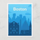 Boston Massachuset USA Vintage Travel Illustration Postkarte (Vorderseite)