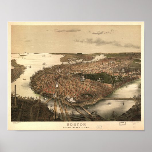 Boston Massachusetts 1877 Antike Panoramabalkarte Poster (Vorne)