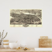 Boston Massachusetts 1880 Antike Panoramabalkarte Poster (Küche)