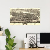 Boston Massachusetts 1880 Antike Panoramabalkarte Poster (Heimbüro)