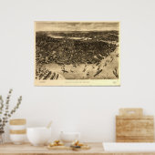 Boston Massachusetts 1905 Antik Panoramabalkarte Poster (Küche)