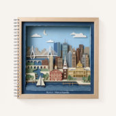 Boston Massachusetts America Layered Paper Art Notizblock (Vorderseite)