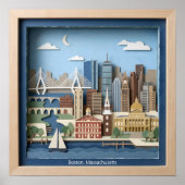 Boston Massachusetts America Layered Paper Art Poster (Vorne)