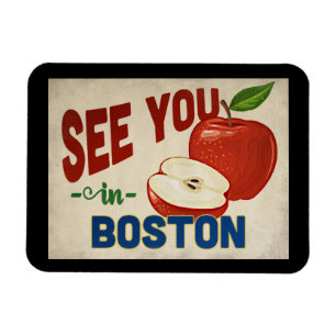 Boston Massachusetts Apple - Vintage Travel Magnet