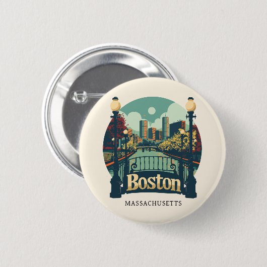 Boston Massachusetts Button (Vorne & Hinten)