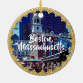 Boston Massachusetts Christmas Keepake Souvenir Keramik Ornament (Hinten)