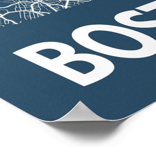 Boston Massachusetts City Map Line Art Blue Print Poster (Ecke)