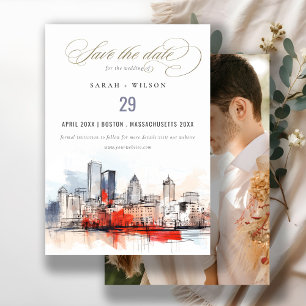 Boston Massachusetts City Scape Foto Wedding Save The Date