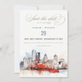 Boston Massachusetts City Scape Foto Wedding Save The Date (Vorderseite)