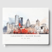Boston Massachusetts City Scape Wassercolor Hochze Gästebuch (Vorderseite)