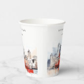 Boston Massachusetts City Scape Wassercolor Hochze Pappbecher (Rechts)