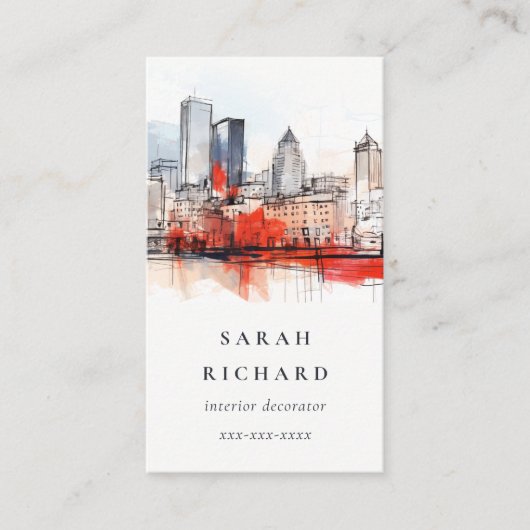 Boston Massachusetts City Scape Watercolor Travel Visitenkarte (Vorderseite)