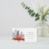 Boston Massachusetts City Scape Watercolor Travel Visitenkarte (Stehend Vorderseite)