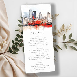 Boston Massachusetts City Scape Wedding Menu Card Einladung
