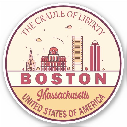 Boston Massachusetts City Skyline Emblem Aufkleber (Vorderseite)